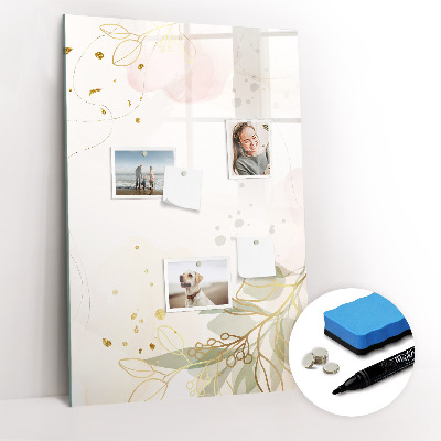 Magnetisch memobord van glas voor aan de muur Gouden groenten abstract