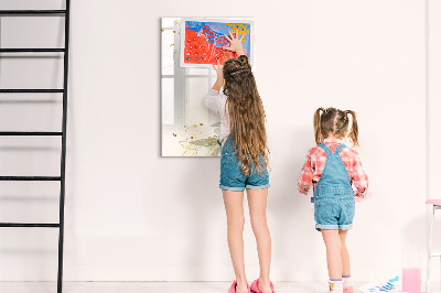 Magnetisch memobord van glas voor aan de muur Gouden groenten abstract