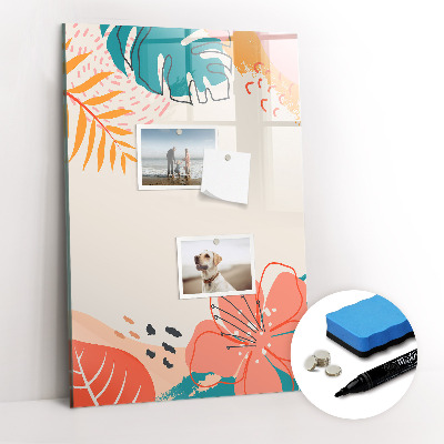 Glazen magneetbord met decoratieve print Zomerbloem