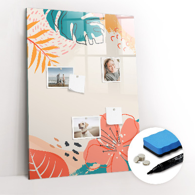 Glazen magneetbord met decoratieve print Zomerbloem