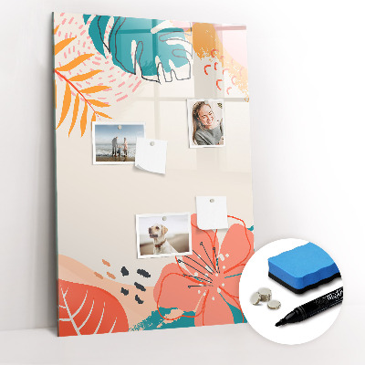 Glazen magneetbord met decoratieve print Zomerbloem