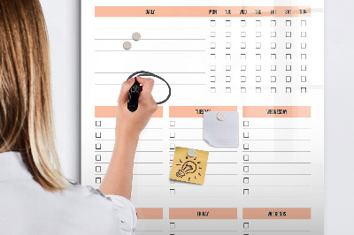 Glazen magneetbord met decoratieve print Schoonmaakchecklist