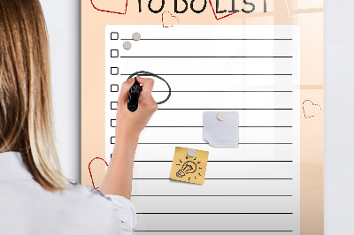 Wandbord van glas magnetisch en uitwisbaar Takenlijst