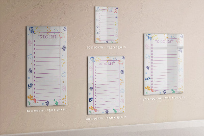 Glazen magneetbord met decoratieve print Takenlijst