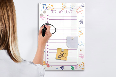 Glazen magneetbord met decoratieve print Takenlijst