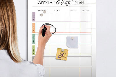 Glazen magneetbord met decoratieve print Wekelijks maaltijdplan
