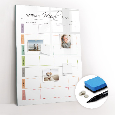 Glazen magneetbord met decoratieve print Wekelijks maaltijdplan