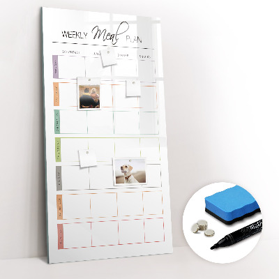 Glazen magneetbord met decoratieve print Wekelijks maaltijdplan