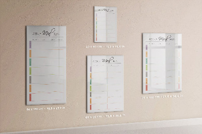 Glazen magneetbord met decoratieve print Wekelijks maaltijdplan