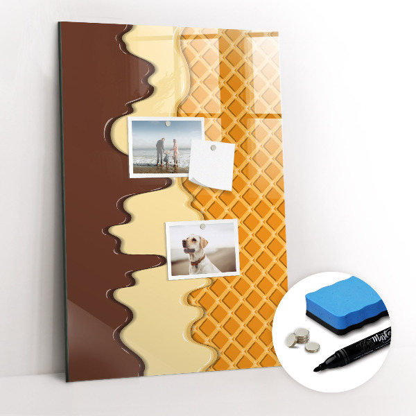 Wandbord van glas magnetisch en uitwisbaar IJs met topping