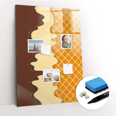 Wandbord van glas magnetisch en uitwisbaar IJs met topping