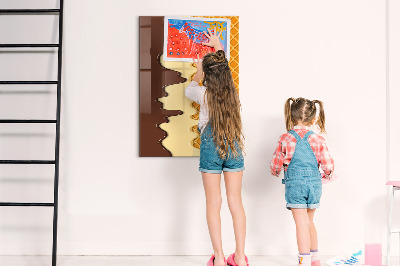 Wandbord van glas magnetisch en uitwisbaar IJs met topping