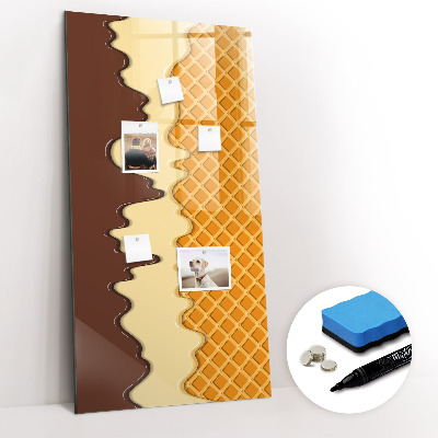 Wandbord van glas magnetisch en uitwisbaar IJs met topping