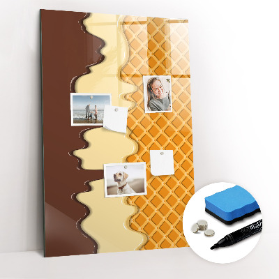 Wandbord van glas magnetisch en uitwisbaar IJs met topping