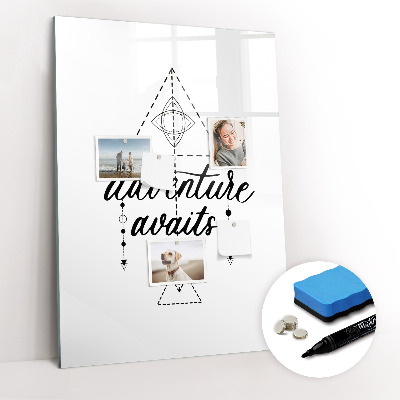 Magnetisch memobord van glas voor aan de muur Avontuur