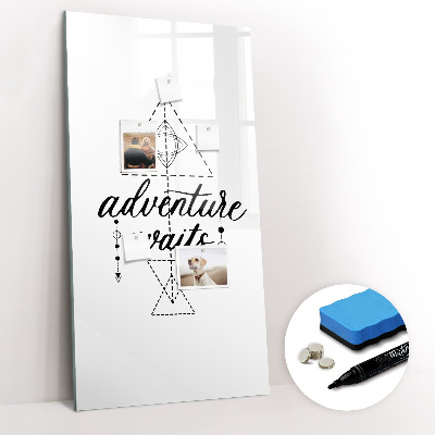 Magnetisch memobord van glas voor aan de muur Avontuur