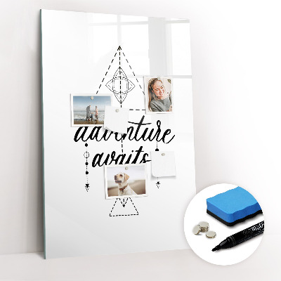 Magnetisch memobord van glas voor aan de muur Avontuur