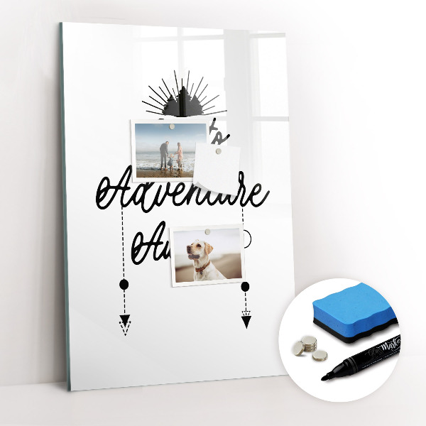 Wandbord van glas magnetisch en uitwisbaar Avontuur