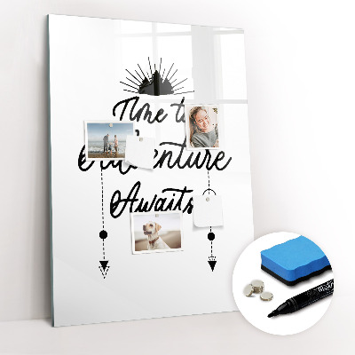 Wandbord van glas magnetisch en uitwisbaar Avontuur