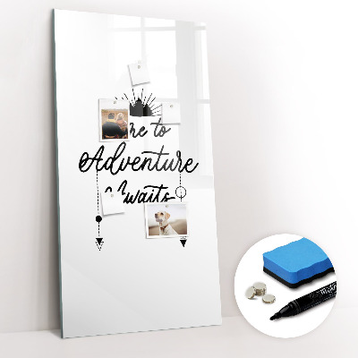 Wandbord van glas magnetisch en uitwisbaar Avontuur