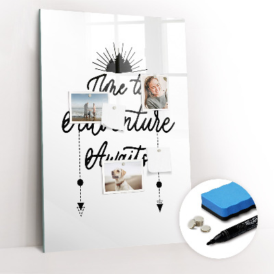 Wandbord van glas magnetisch en uitwisbaar Avontuur