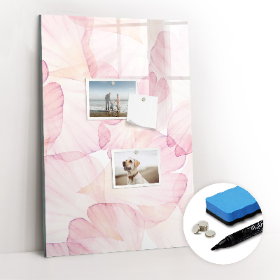 Magnetisch memobord van glas voor aan de muur Aquarelbloemblaadjes