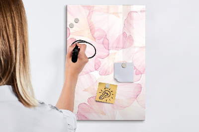 Magnetisch memobord van glas voor aan de muur Aquarelbloemblaadjes