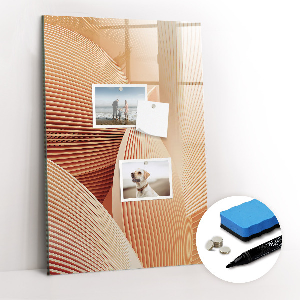 Glazen magneetbord met decoratieve print Golfabstractiepatroon