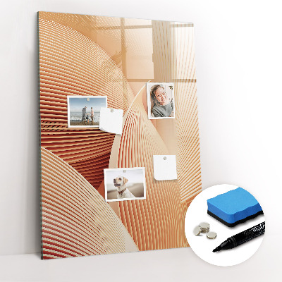 Glazen magneetbord met decoratieve print Golfabstractiepatroon