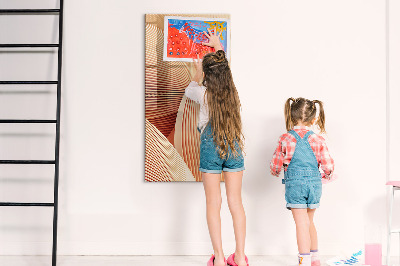 Glazen magneetbord met decoratieve print Golfabstractiepatroon