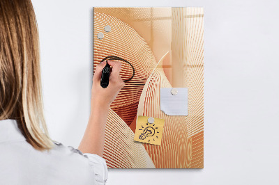 Glazen magneetbord met decoratieve print Golfabstractiepatroon