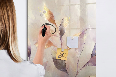 Wandbord van glas magnetisch en uitwisbaar Aquarelplanten