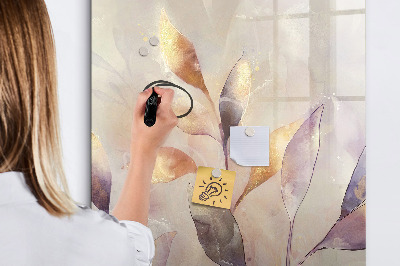 Wandbord van glas magnetisch en uitwisbaar Aquarelplanten