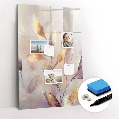 Wandbord van glas magnetisch en uitwisbaar Aquarelplanten