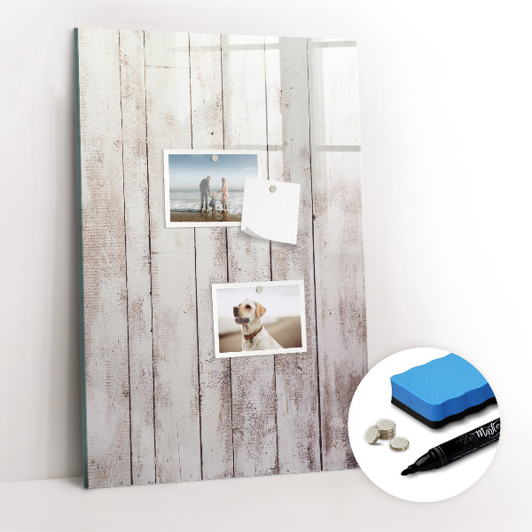 Magnetisch memobord van glas voor aan de muur Houten planken