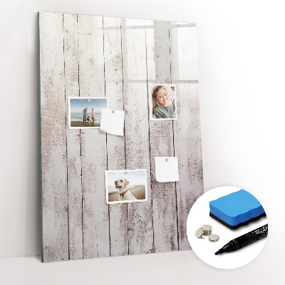Magnetisch memobord van glas voor aan de muur Houten planken