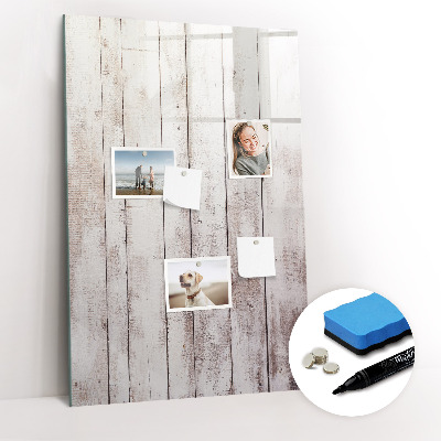 Magnetisch memobord van glas voor aan de muur Houten planken