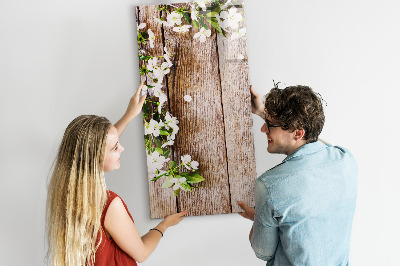 Glazen magneetbord met decoratieve print Bloemen op de planken