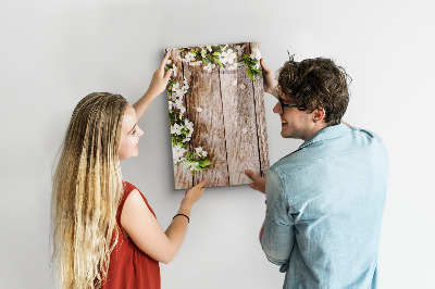 Glazen magneetbord met decoratieve print Bloemen op de planken