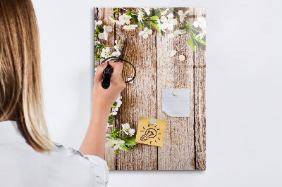 Glazen magneetbord met decoratieve print Bloemen op de planken