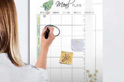 Magnetisch memobord van glas voor aan de muur Maaltijdplan