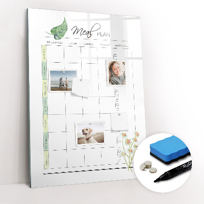 Magnetisch memobord van glas voor aan de muur Maaltijdplan