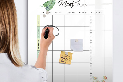 Magnetisch memobord van glas voor aan de muur Maaltijdplan
