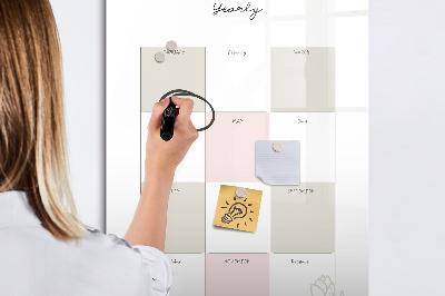Wandbord van glas magnetisch en uitwisbaar Jaarplanner