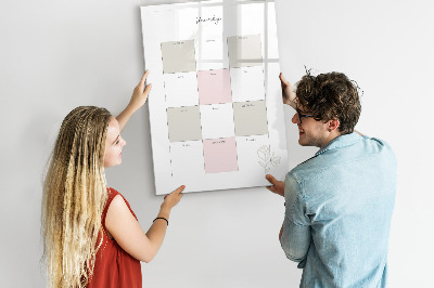 Wandbord van glas magnetisch en uitwisbaar Jaarplanner