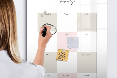 Wandbord van glas magnetisch en uitwisbaar Jaarplanner