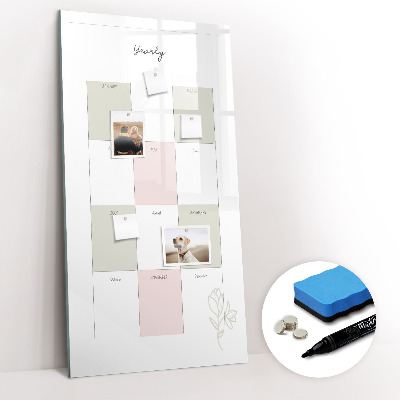 Wandbord van glas magnetisch en uitwisbaar Jaarplanner