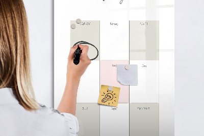 Wandbord van glas magnetisch en uitwisbaar Jaarplanner