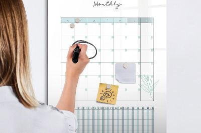 Magnetisch memobord van glas voor aan de muur Maandplanner