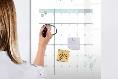 Magnetisch memobord van glas voor aan de muur Maandplanner